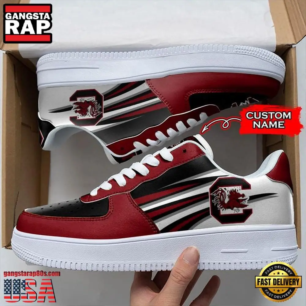 NCAA Custom Name South Carolina Gamecocks Air Force 1 Running Sneakers Shoes NCAA Custom Name South Carolina Gamecocks Air Force 1 Running Sneakers Shoes - Image 1