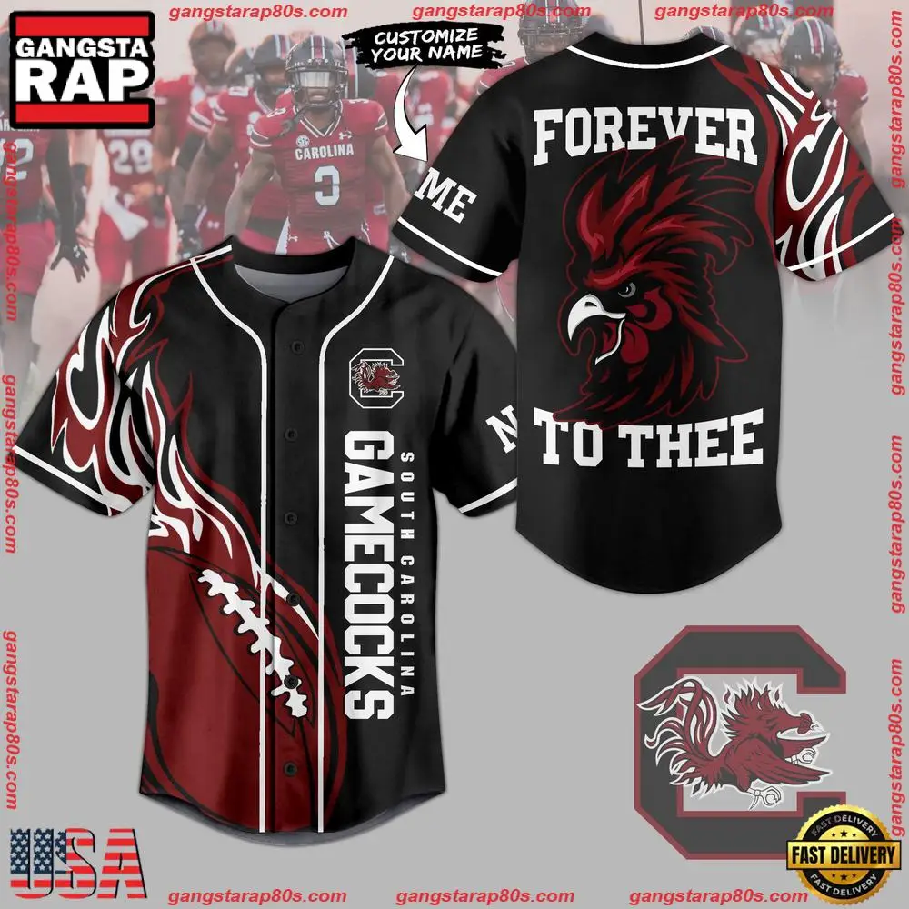 NCAA Custom Name South Carolina Gamecocks Forever To Thee New Design Baseball Jersey