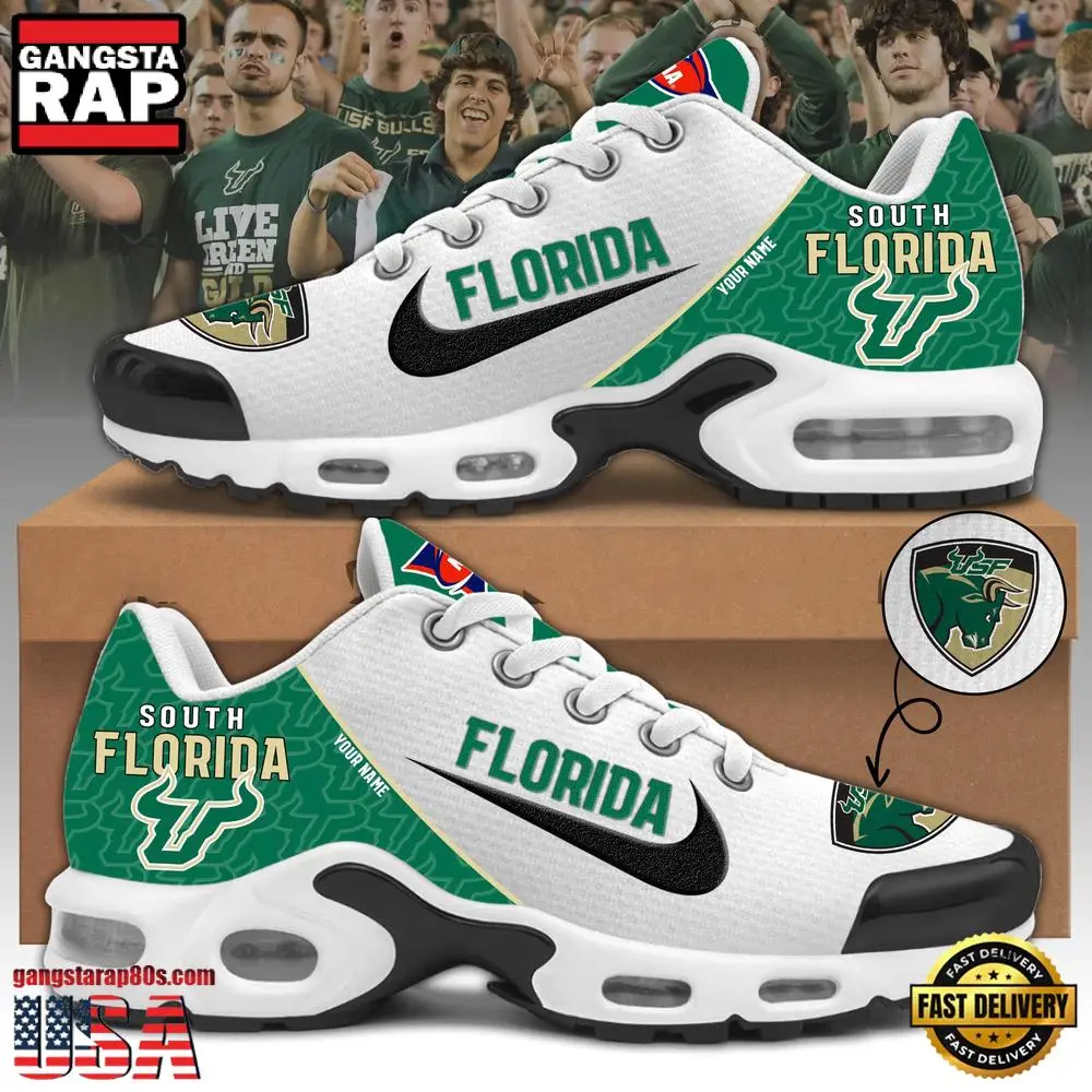 NCAA Custom Name South Florida Football Mascot Symbol Air Max Plus Shoes Running Sneakers