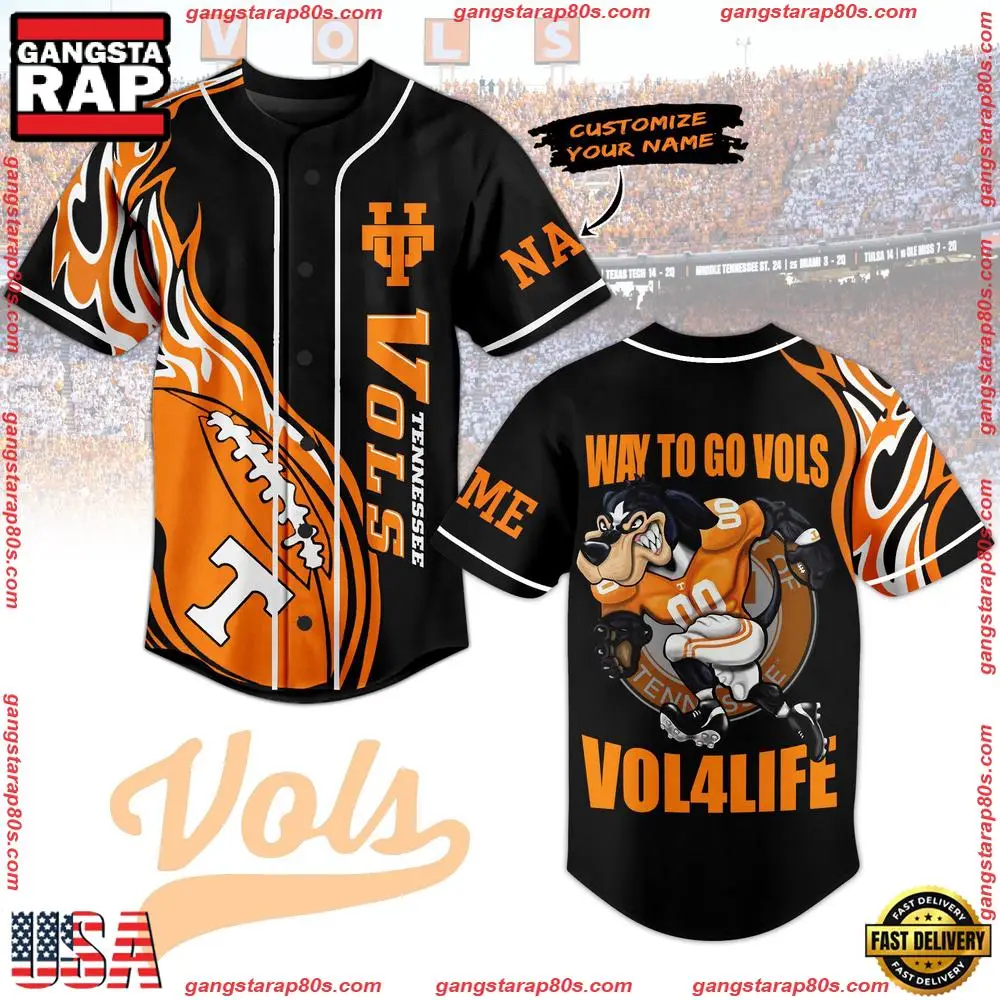 NCAA Custom Name Tennessee Volunteers Football Mascot Ready To Fight New Design Baseball Jersey NCAA Custom Name Tennessee Volunteers Football Mascot Ready To Fight New Design Baseball Jersey - Image 1