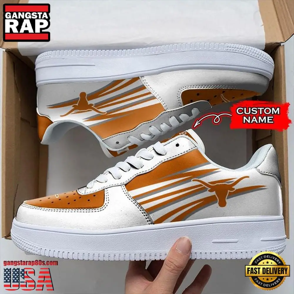NCAA Custom Name Texas Longhorns Air Force 1 Running Sneakers Shoes