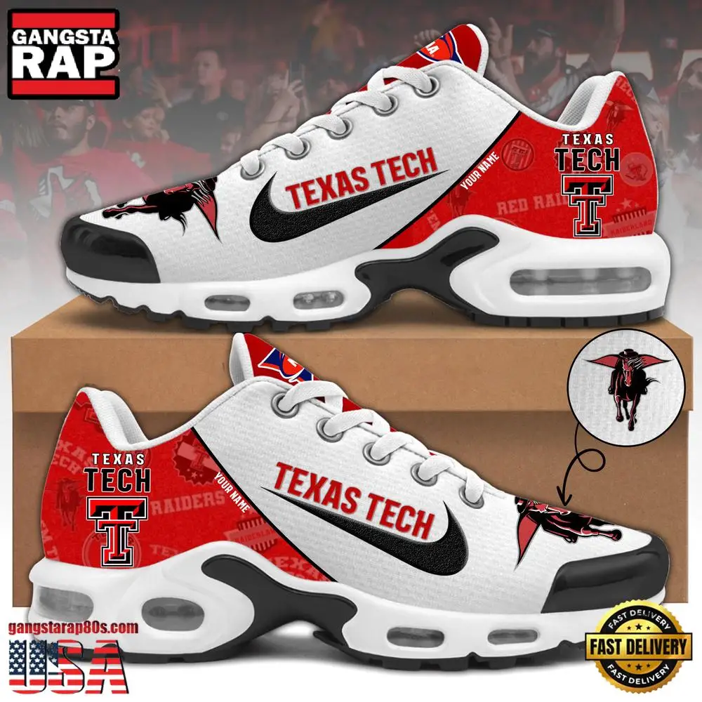 NCAA Custom Name Texas Tech Football Mascot Symbol Air Max Plus Shoes Running Sneakers NCAA Custom Name Texas Tech Football Mascot Symbol Air Max Plus Shoes Running Sneakers - Image 1
