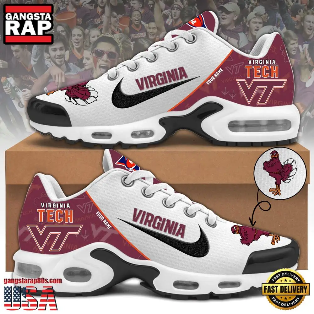 NCAA Custom Name Virginia Tech Football Mascot Symbol Air Max Plus Shoes Running Sneakers