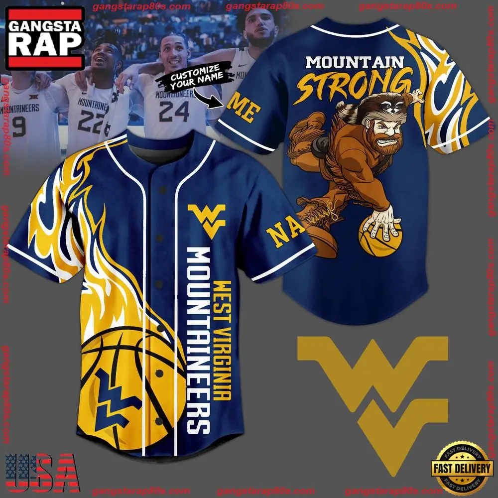 NCAA Custom Name West Virginia Mountaineers Football Mascot Ready To Fight New Design Baseball Jersey