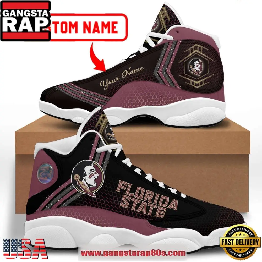 NCAA Florida State Seminoles Custom Name Garnet Black Air Jordan 13 Shoes Running Sneakers
