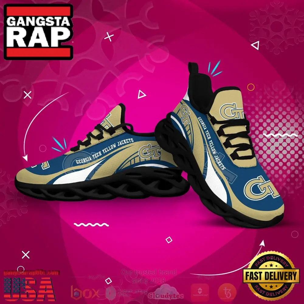 NCAA Georgia Tech Yellow Jackets Football Clunky Unique Design Max Soul Shoes Running Sneakers