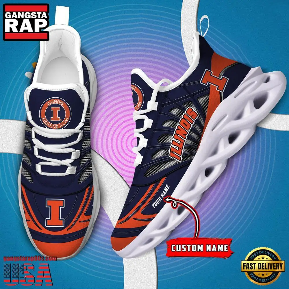 NCAA Illinois Fighting Illini Custom Name Max Soul Shoes Sneaker NCAA Illinois Fighting Illini Custom Name Max Soul Shoes Sneaker - Image 1