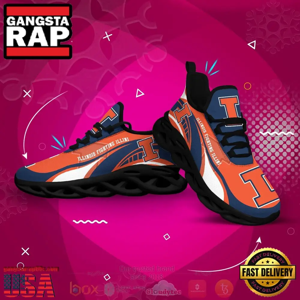 NCAA Illinois Fighting Illini Football Clunky Unique Design Max Soul Shoes Running Sneakers