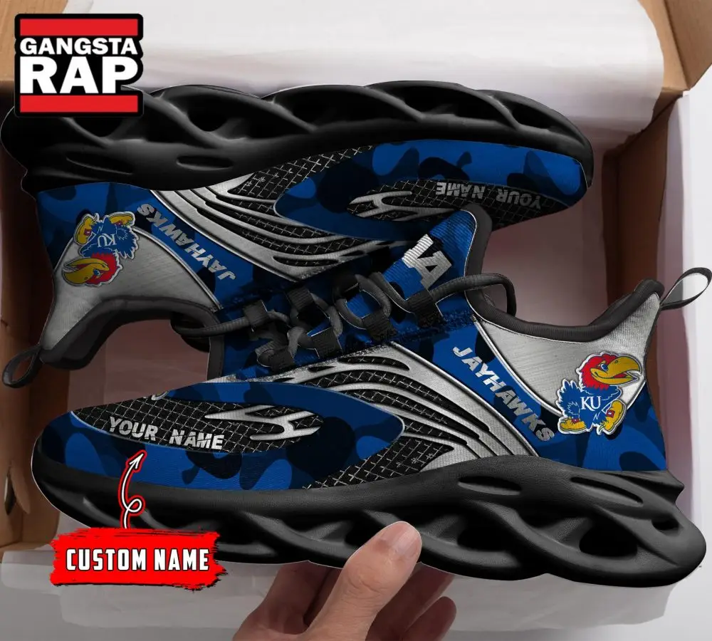 NCAA Kansas Jayhawks Sport Logo Team Custom Name Max Soul Shoes NCAA Kansas Jayhawks Sport Logo Team Custom Name Max Soul Shoes - Image 1
