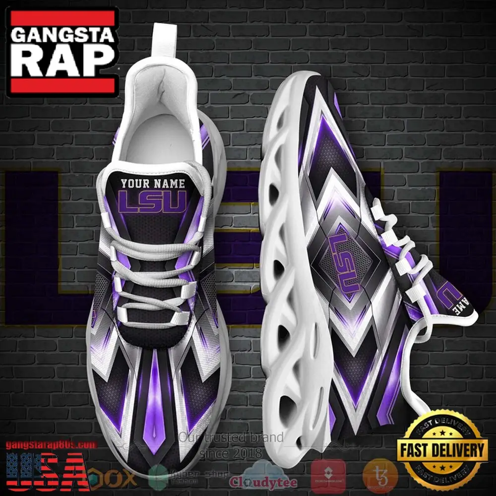 NCAA Lsu Tigers Football Team Custom Name Clunky Unique Design Max Soul Shoes Running Sneakers