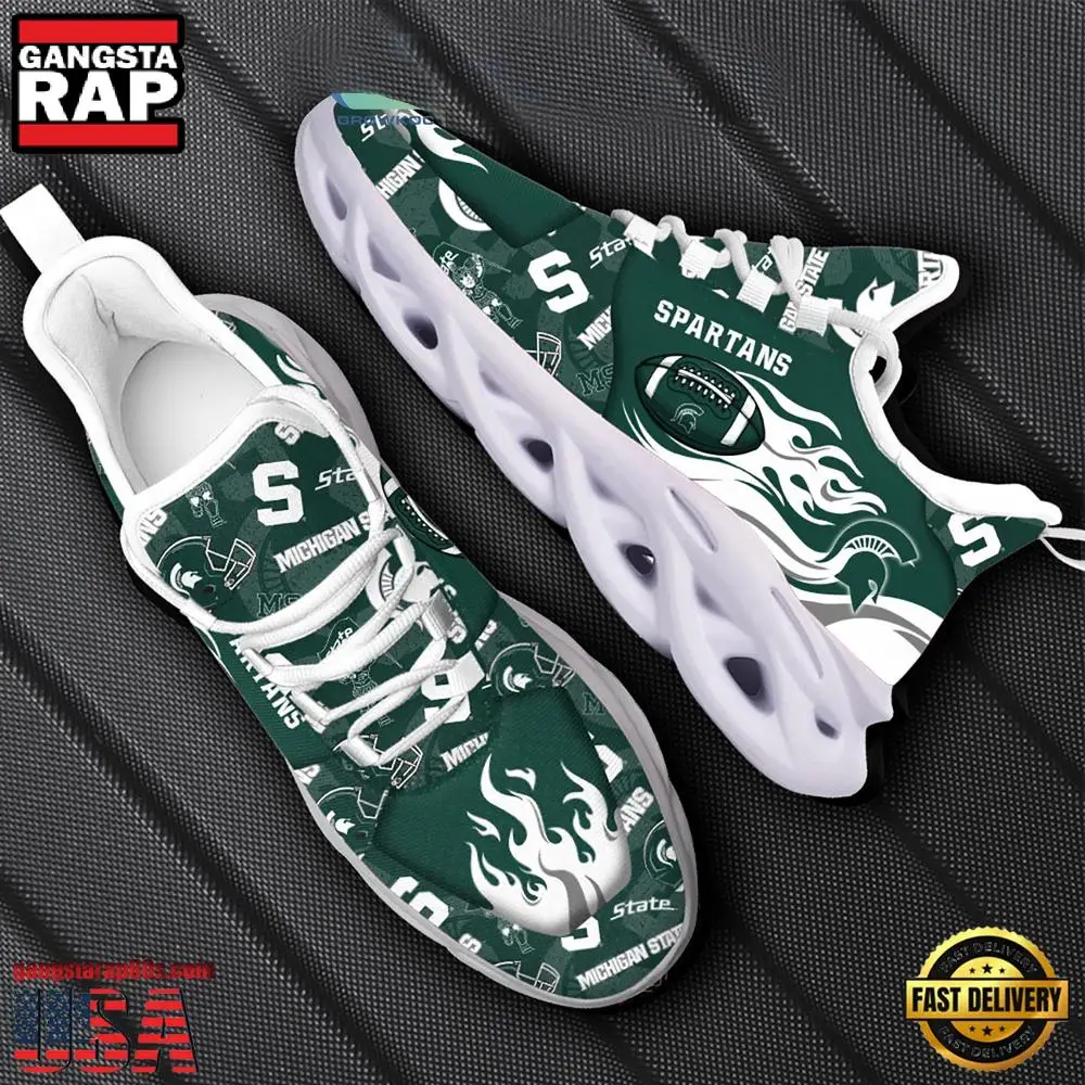 NCAA Michigan State Spartans New Design Max Soul Shoes, Running Sneakers NCAA Michigan State Spartans New Design Max Soul Shoes, Running Sneakers - Image 1