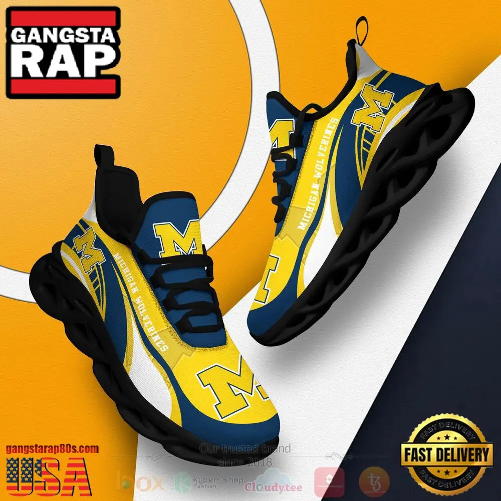 NCAA Michigan Wolverines Football Clunky Unique Design Max Soul Shoes Running Sneakers