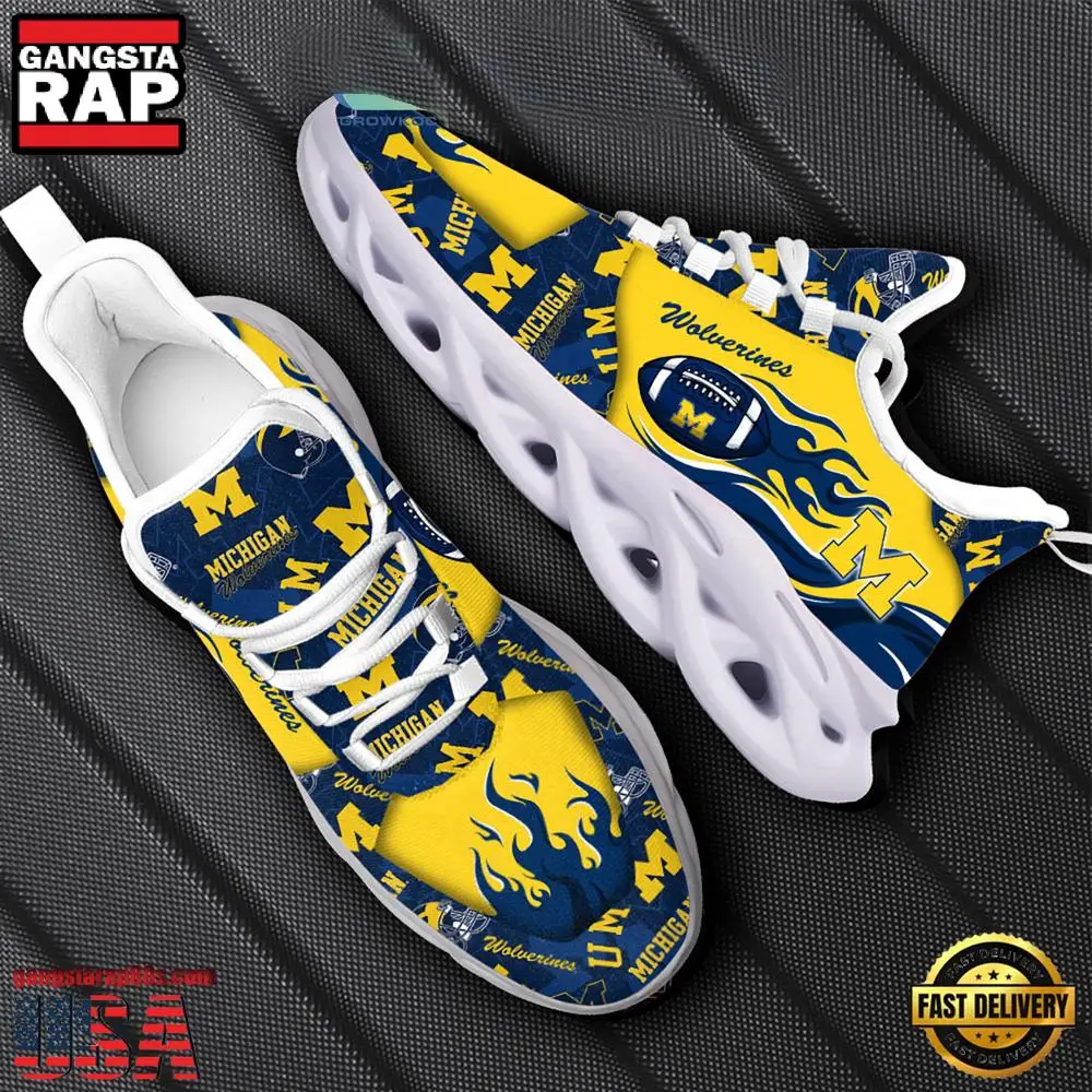 NCAA Michigan Wolverines New Design Max Soul Shoes, Running Sneakers
