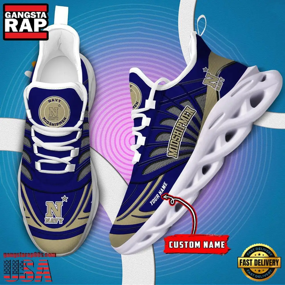 NCAA Navy Midshipmen Custom Name Max Soul Shoes Sneaker