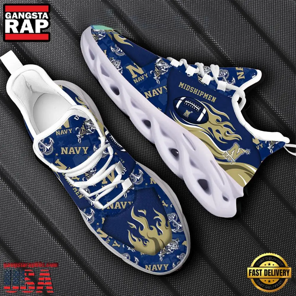 NCAA Navy Midshipmen New Design Max Soul Shoes, Running Sneakers