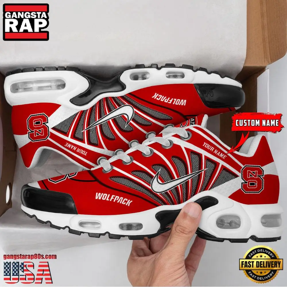 NCAA NC State Wolfpack Sport Football Logo Custom Name Air Max Plus Shoes Running Sneakers NCAA NC State Wolfpack Sport Football Logo Custom Name Air Max Plus Shoes Running Sneakers - Image 1