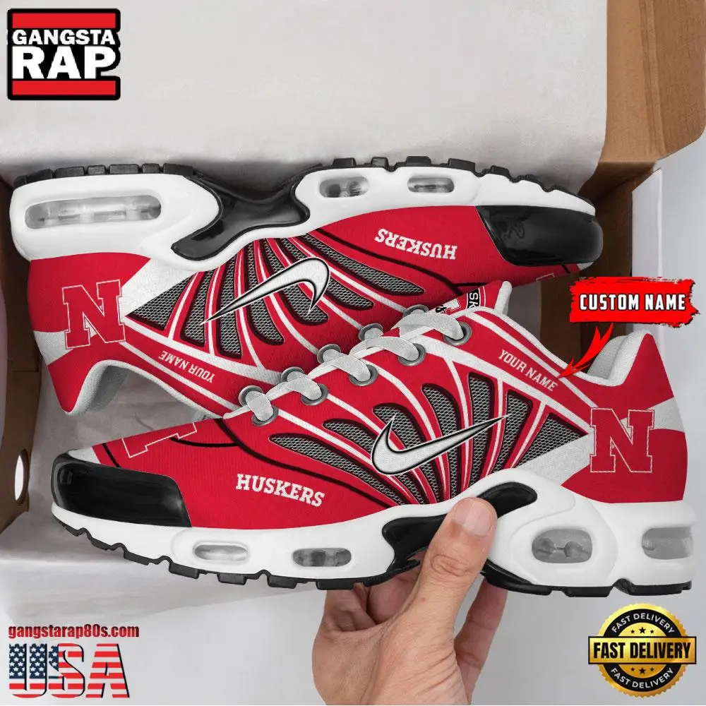 NCAA Nebraska Cornhuskers Sport Football Logo Custom Name Air Max Plus Shoes Running Sneakers