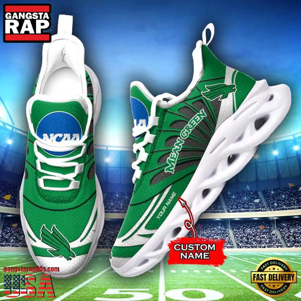 NCAA NORTH TEXAS MEAN GREEN Custom Name Max Soul Shoes Sneakers