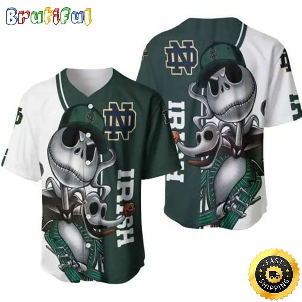 NCAA Notre Dame Fighting Irish Jack Skellington Baseball Jersey