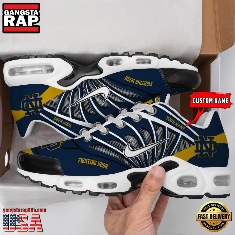 NCAA Notre Dame Fighting Irish Sport Football Logo Custom Name Air Max Plus Shoes Running Sneakers