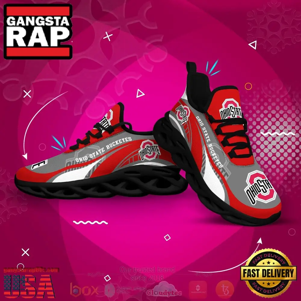 NCAA Ohio State Buckeyes Football Clunky Unique Design Max Soul Shoes Running Sneakers