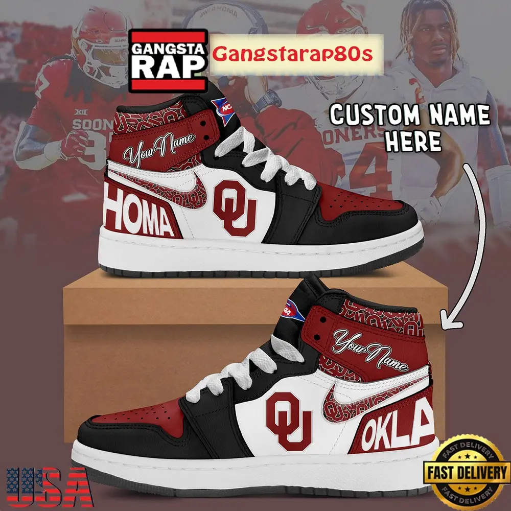 NCAA Oklahoma Sooners Custom Name Air Jordan 1 Shoes Running Sneakers NCAA Oklahoma Sooners Custom Name Air Jordan 1 Shoes Running Sneakers - Image 1