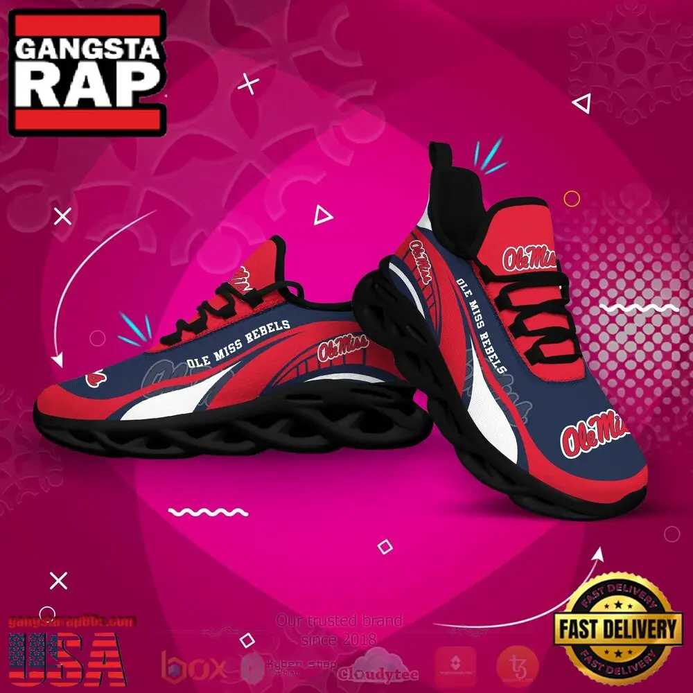 NCAA Ole Miss Rebels Football Clunky Unique Design Max Soul Shoes Running Sneakers