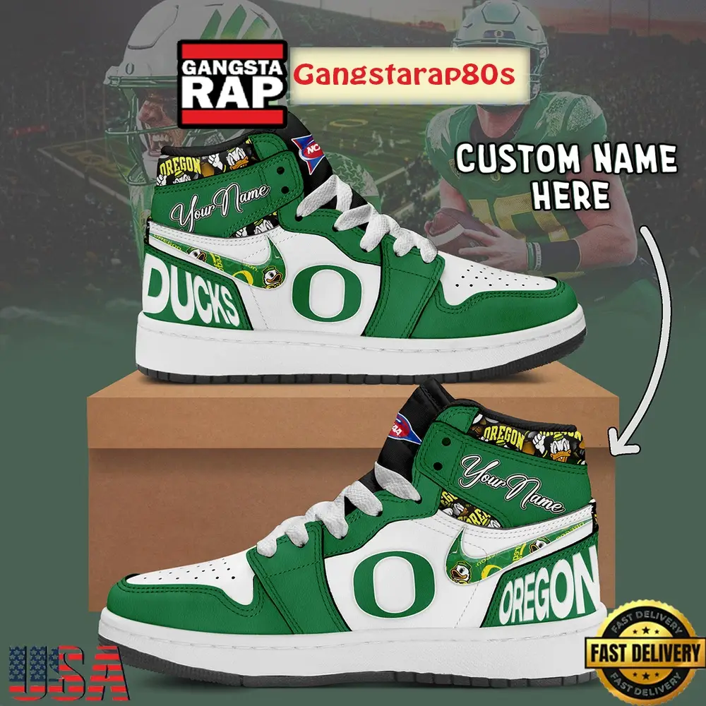 NCAA Oregon Ducks Custom Name Air Jordan 1 Shoes Running Sneakers