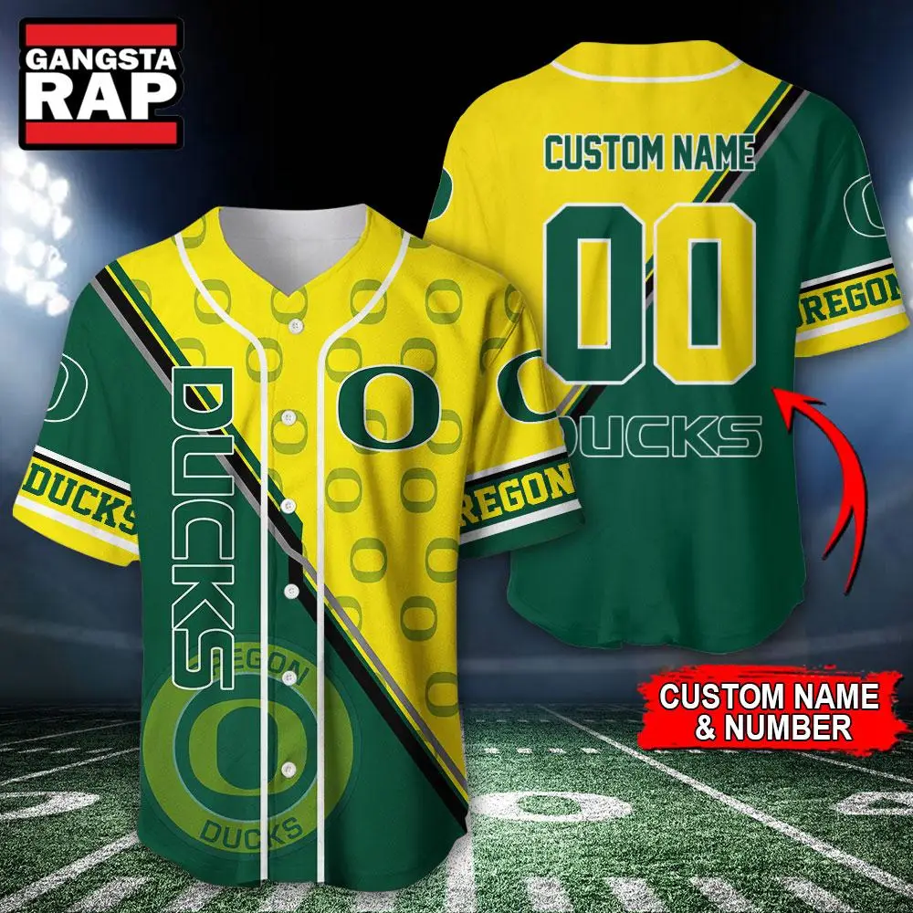 NCAA Oregon Ducks Logo Team Sport Design Baseball Jersey NCAA Oregon Ducks Logo Team Sport Design Baseball Jersey - Image 1