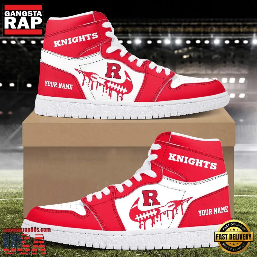 NCAA Rutgers Scarlet Knights Grunge Style Custom Name Air Jordan 1 Hightop Shoes