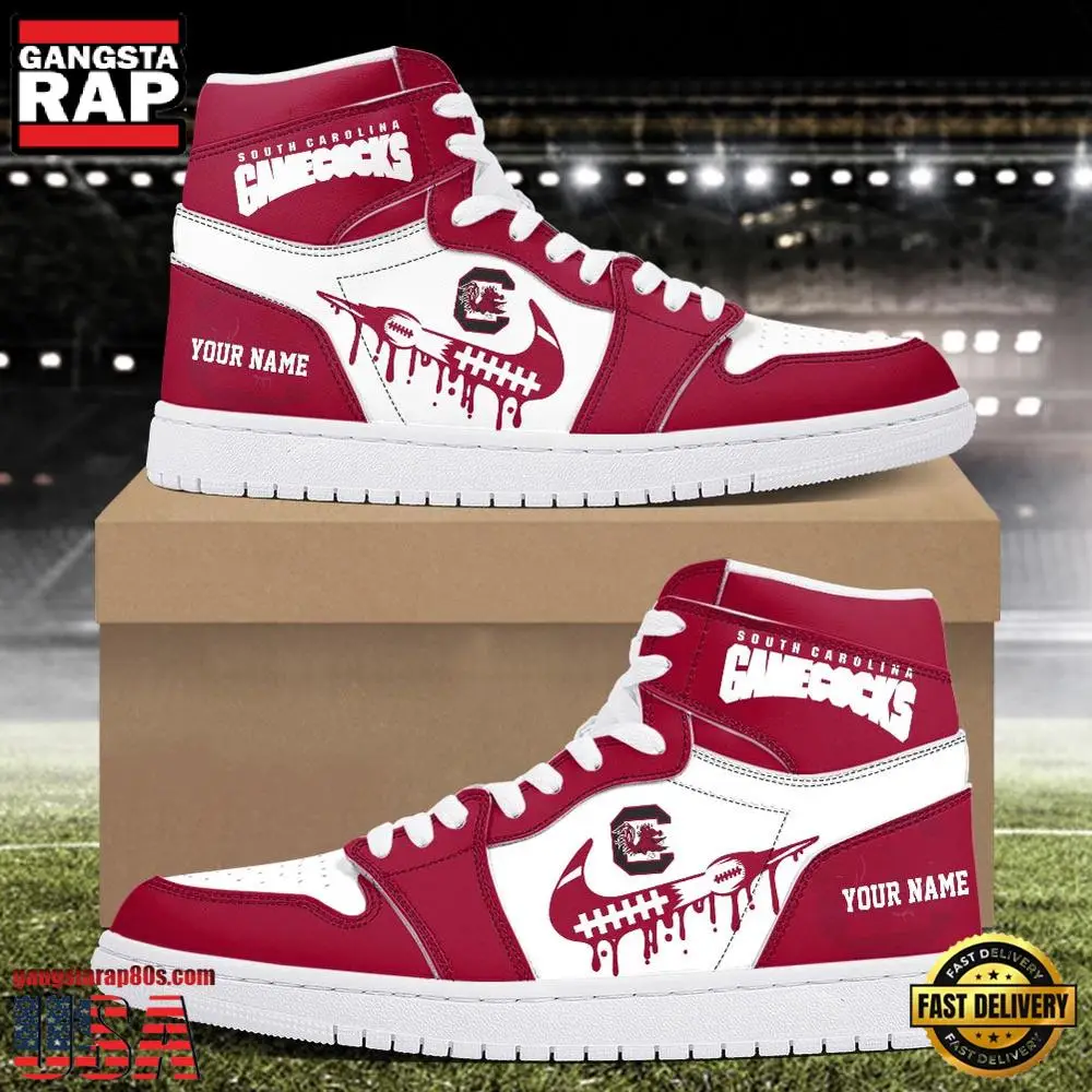 NCAA South Carolina Gamecocks Grunge Style Custom Name Air Jordan 1 Hightop Shoes NCAA South Carolina Gamecocks Grunge Style Custom Name Air Jordan 1 Hightop Shoes - Image 1