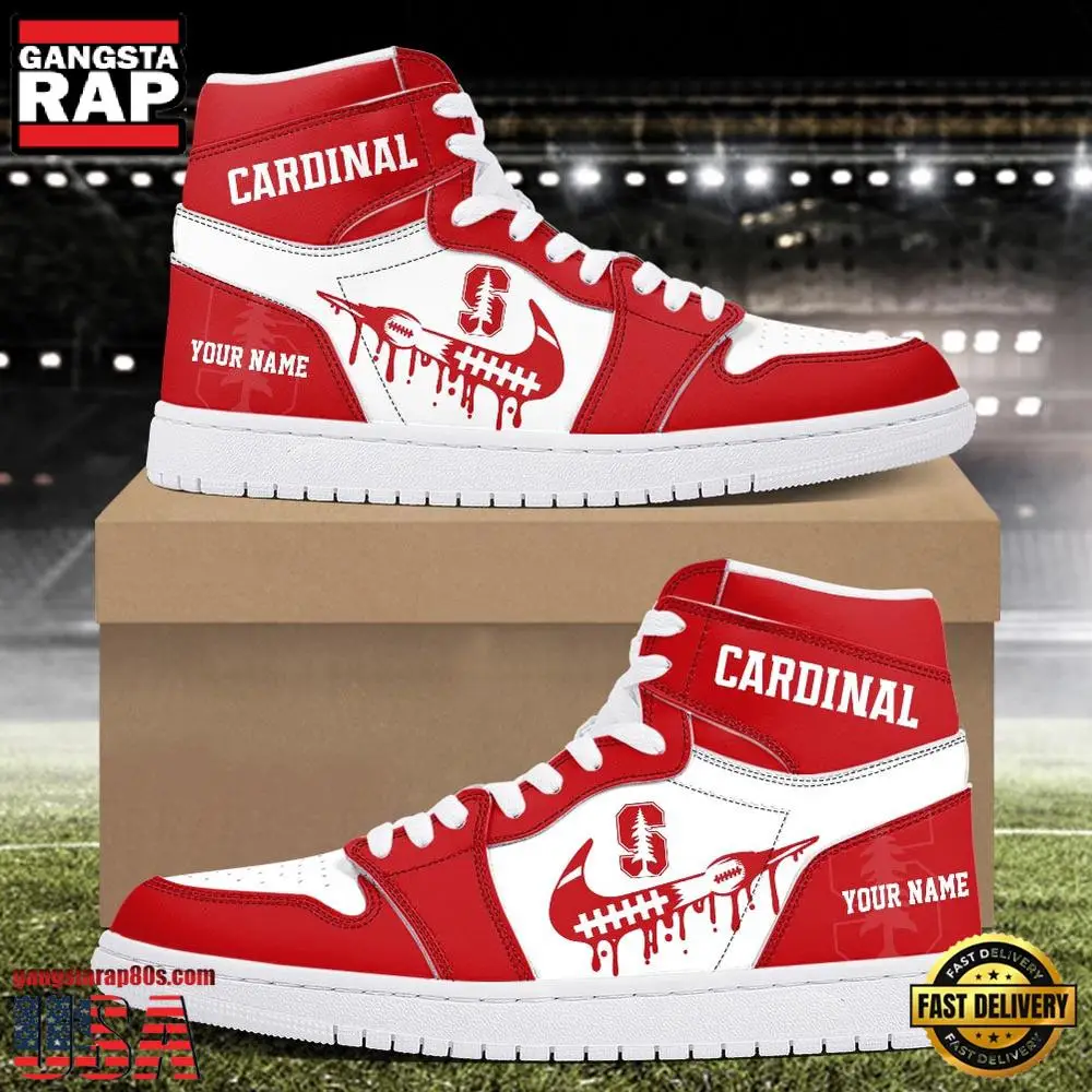 NCAA Stanford Cardinal Grunge Style Custom Name Air Jordan 1 Hightop Shoes