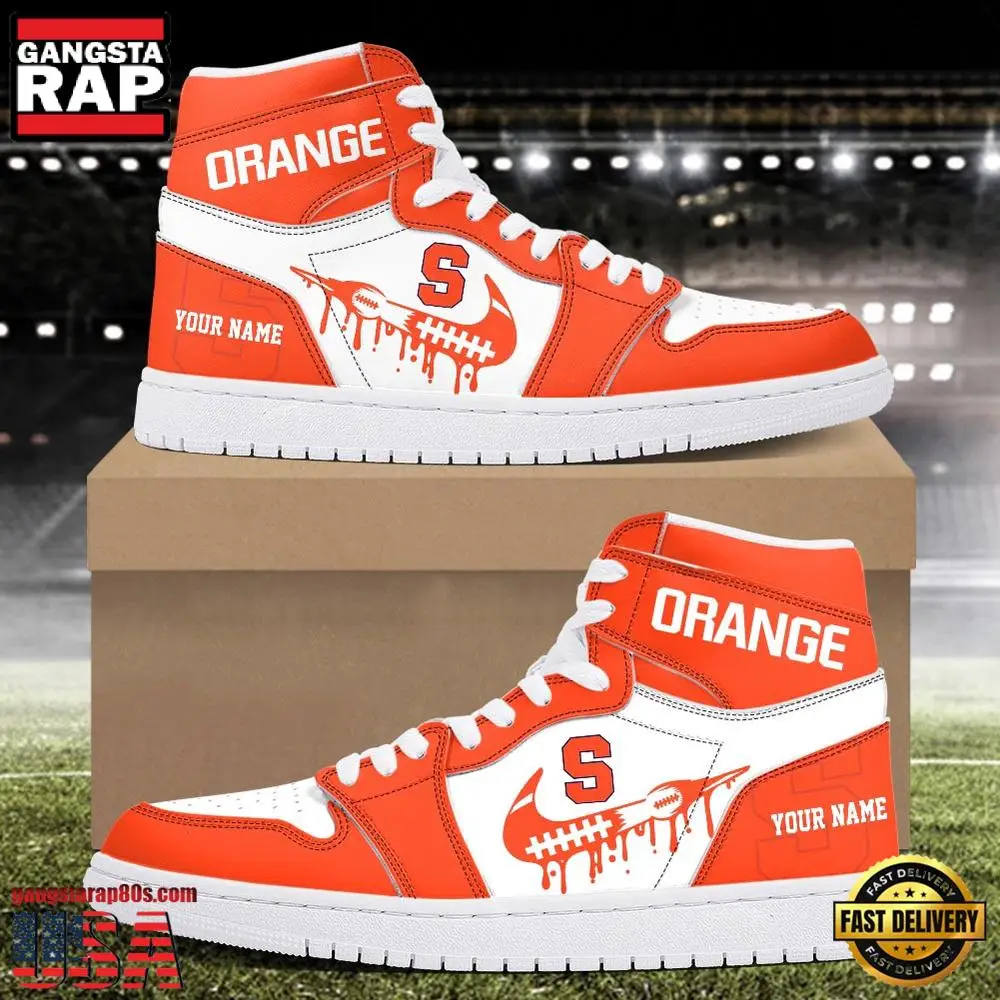 NCAA Syracuse Orange Grunge Style Custom Name Air Jordan 1 Hightop Shoes NCAA Syracuse Orange Grunge Style Custom Name Air Jordan 1 Hightop Shoes - Image 1