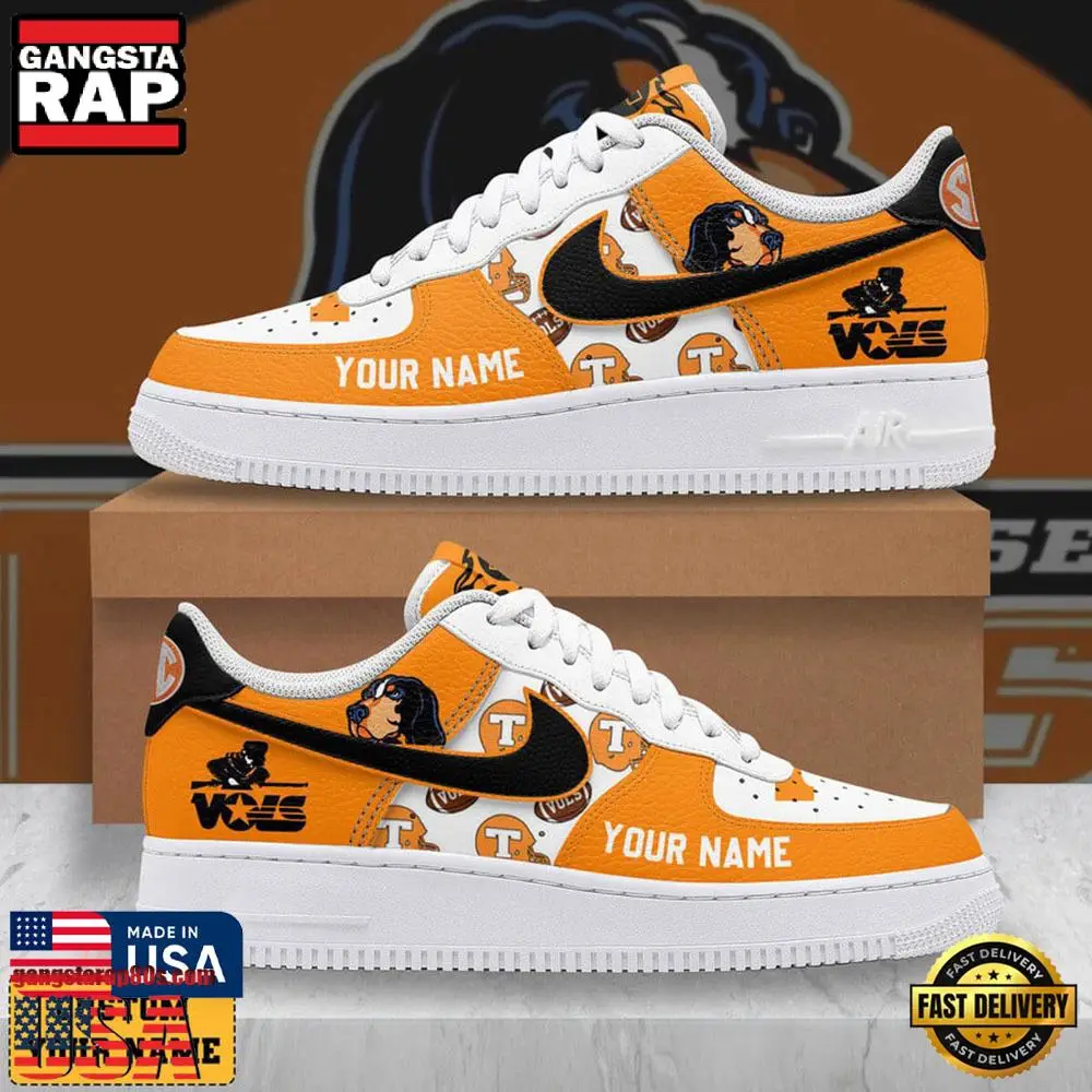 NCAA Tennessee Volunteers Go Big Orange Custom Air Force 1 Shoes Running Sneakers NCAA Tennessee Volunteers Go Big Orange Custom Air Force 1 Shoes Running Sneakers - Image 1
