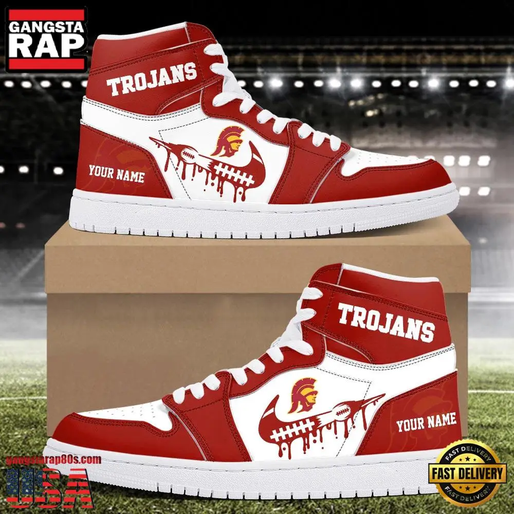 NCAA USC Trojans Sport Team CustomAir Jordan 1 Running Sneakers Shoes