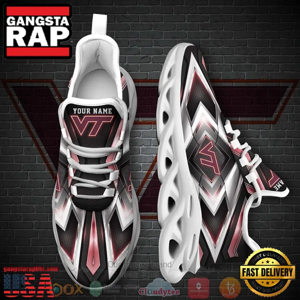 NCAA Virginia Tech Hokies Fooball Team Custom Name Clunky Unique Design Max Soul Shoes Running Sneakers
