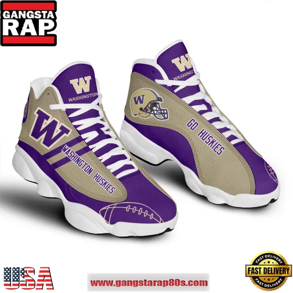 NCAA Washington Huskies Purple Gold Air Jordan 13 Shoes Running Sneakers