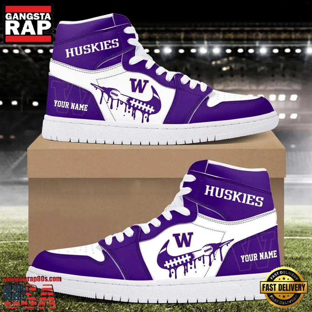 NCAA Washington Huskies Sport Team CustomAir Jordan 1 Running Sneakers Shoes