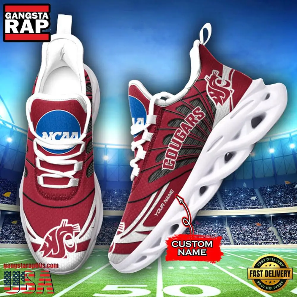NCAA Washington State Cougars Custom Name Max Soul Shoes Sneakers