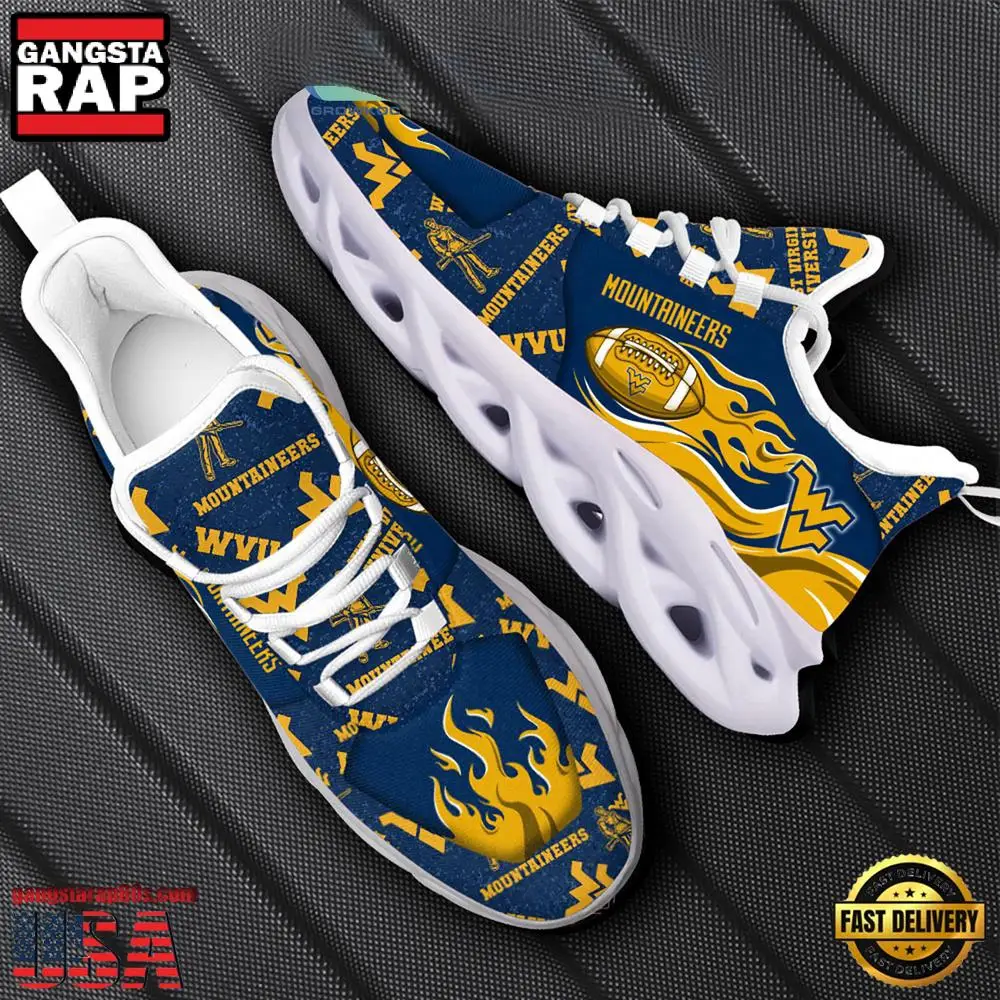 NCAA West Virginia Mountaineers New Design Max Soul Shoes, Running Sneakers