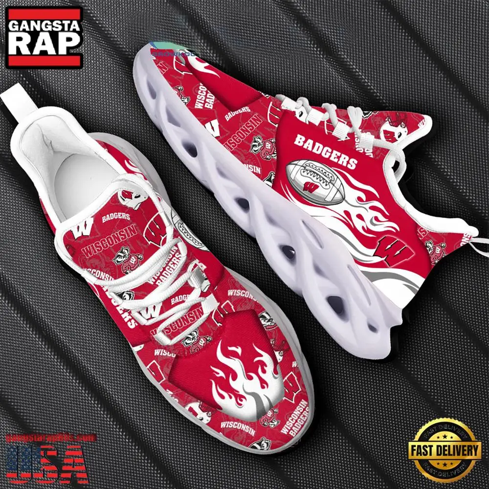 NCAA Wisconsin Badgers New Design Max Soul Shoes, Running Sneakers