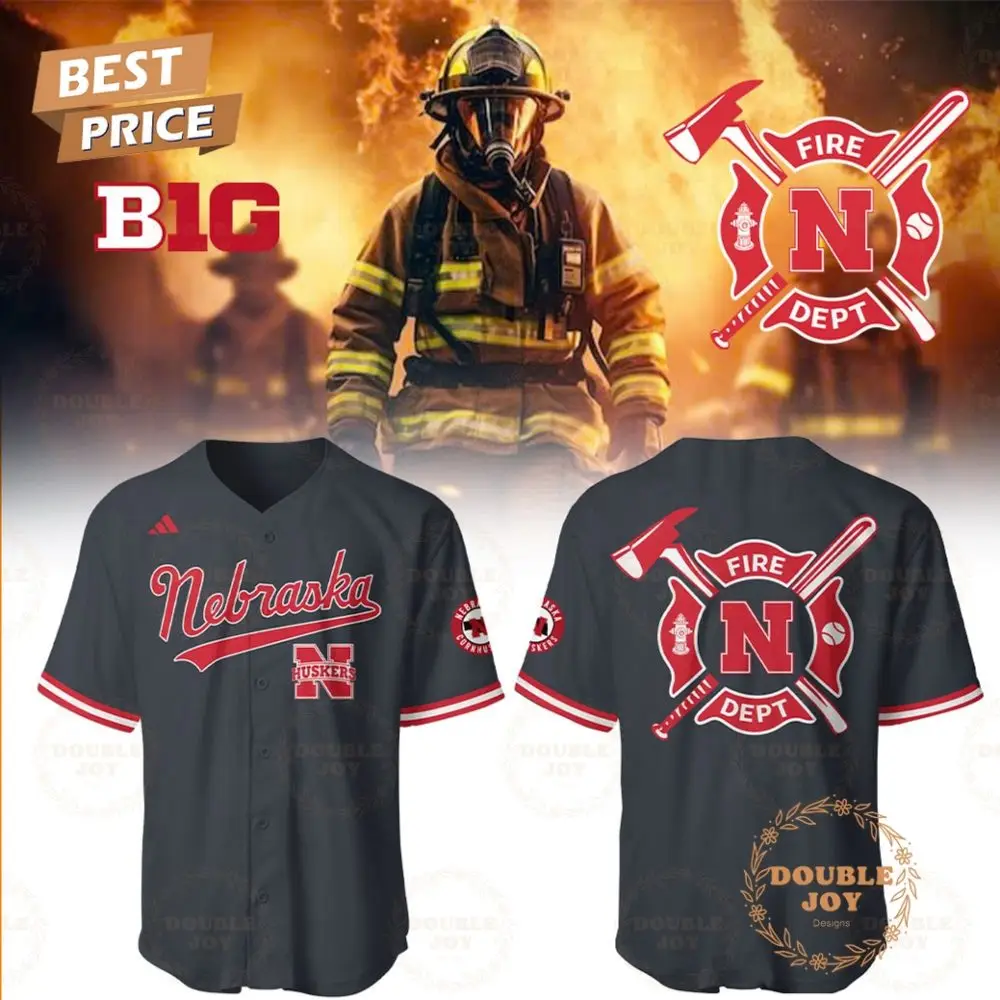 Nebraska Cornhuskers Firefighter Appreciation Night 2025 Limited Edition Baseball Jersey - Black