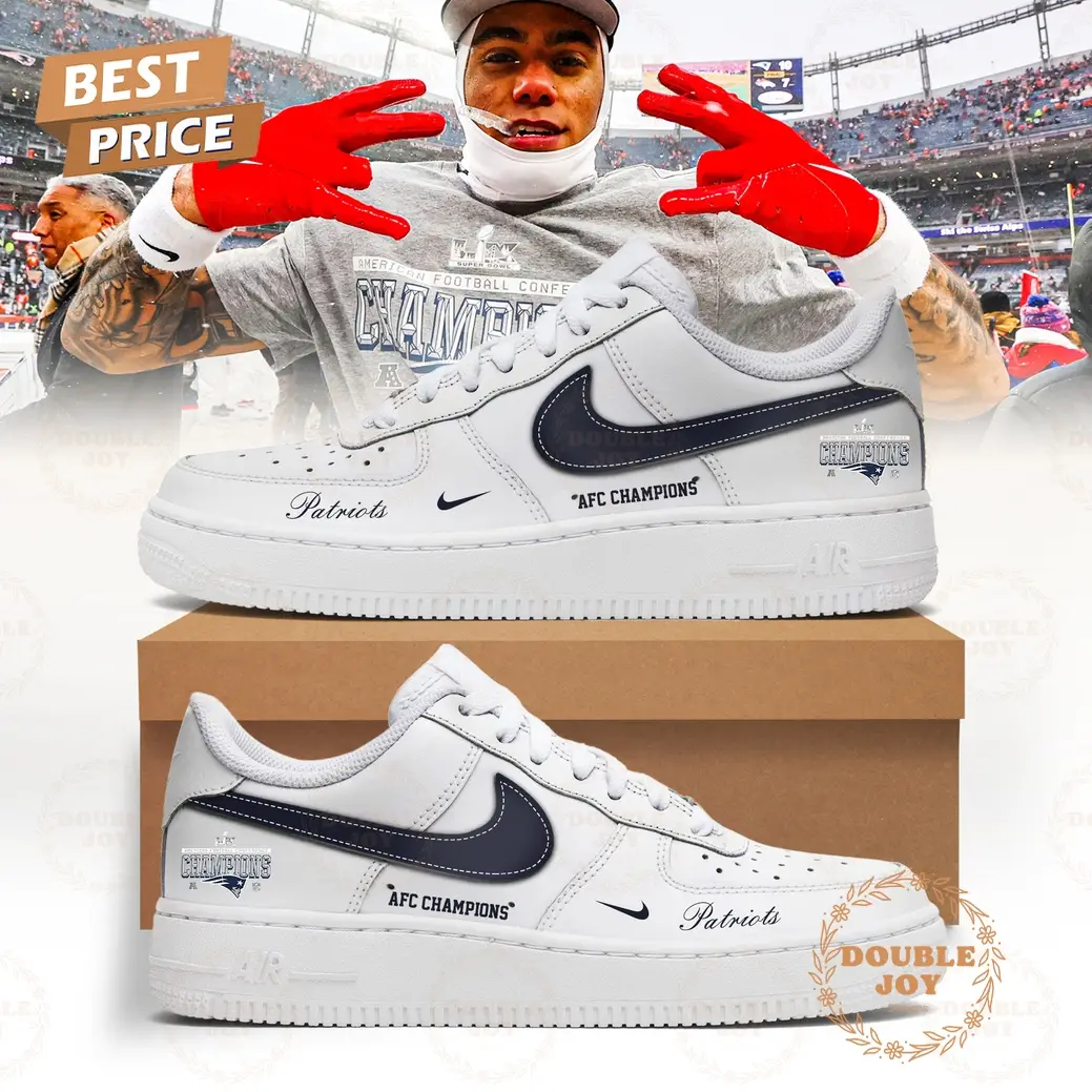 New England Patriots AFC Champions 2026 Air Force 1 Sneakers - White