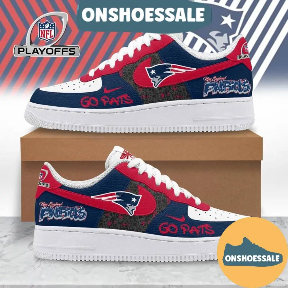 New England Patriots NFL Playoffs Go Pats Air Force 1 Shoes, Gift For Fans - Best Gift Shoes New England Patriots NFL Playoffs Go Pats Air Force 1 Shoes, Gift For Fans - Best Gift Shoes - Image 1