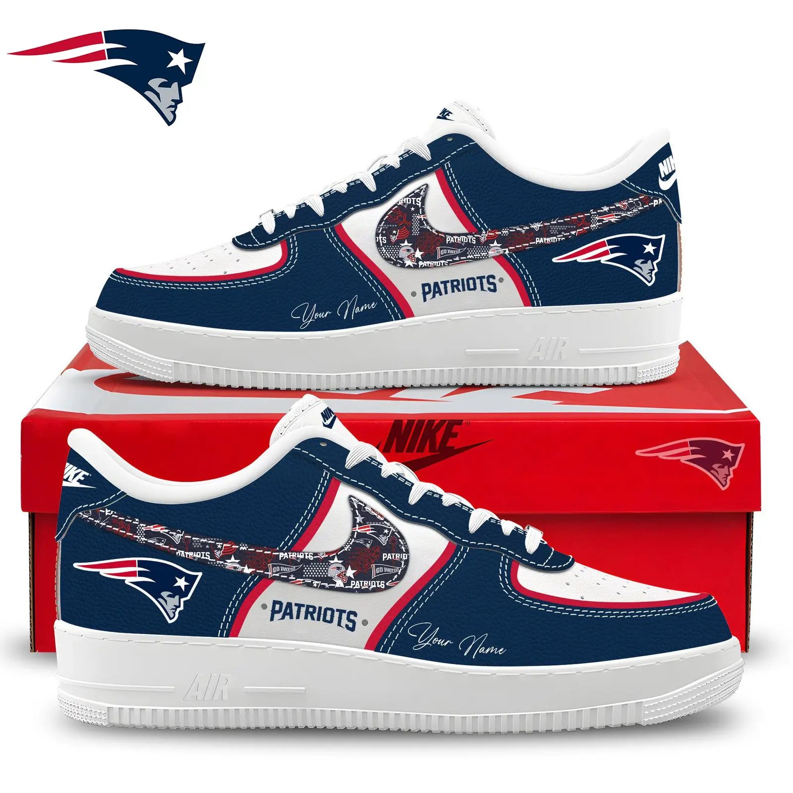 New England Patriots Personalized Air Force 1 Shoes | WJ54