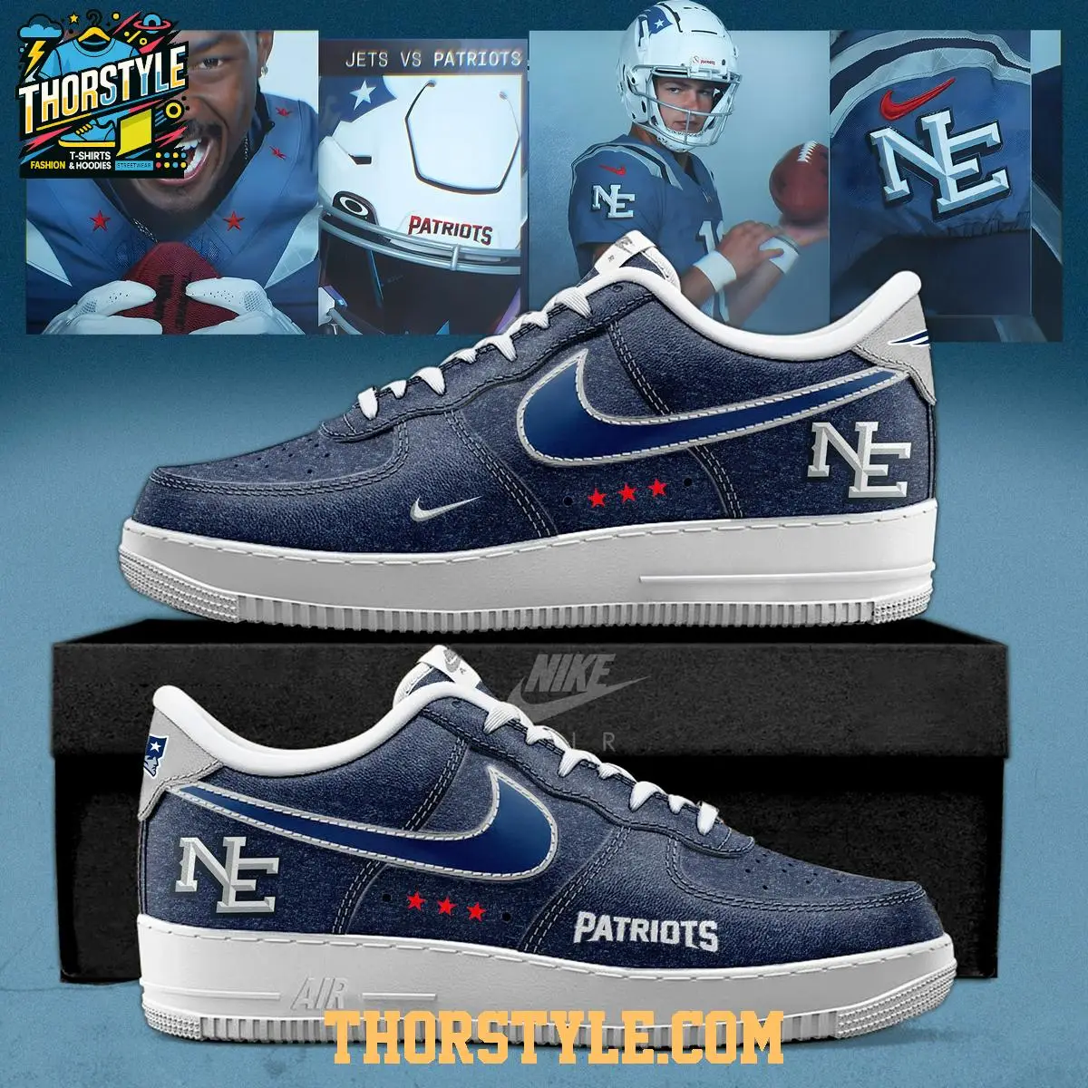 New England Patriots Rivalries Nor'Easter Storm Personalized Air Force 1 Shoes