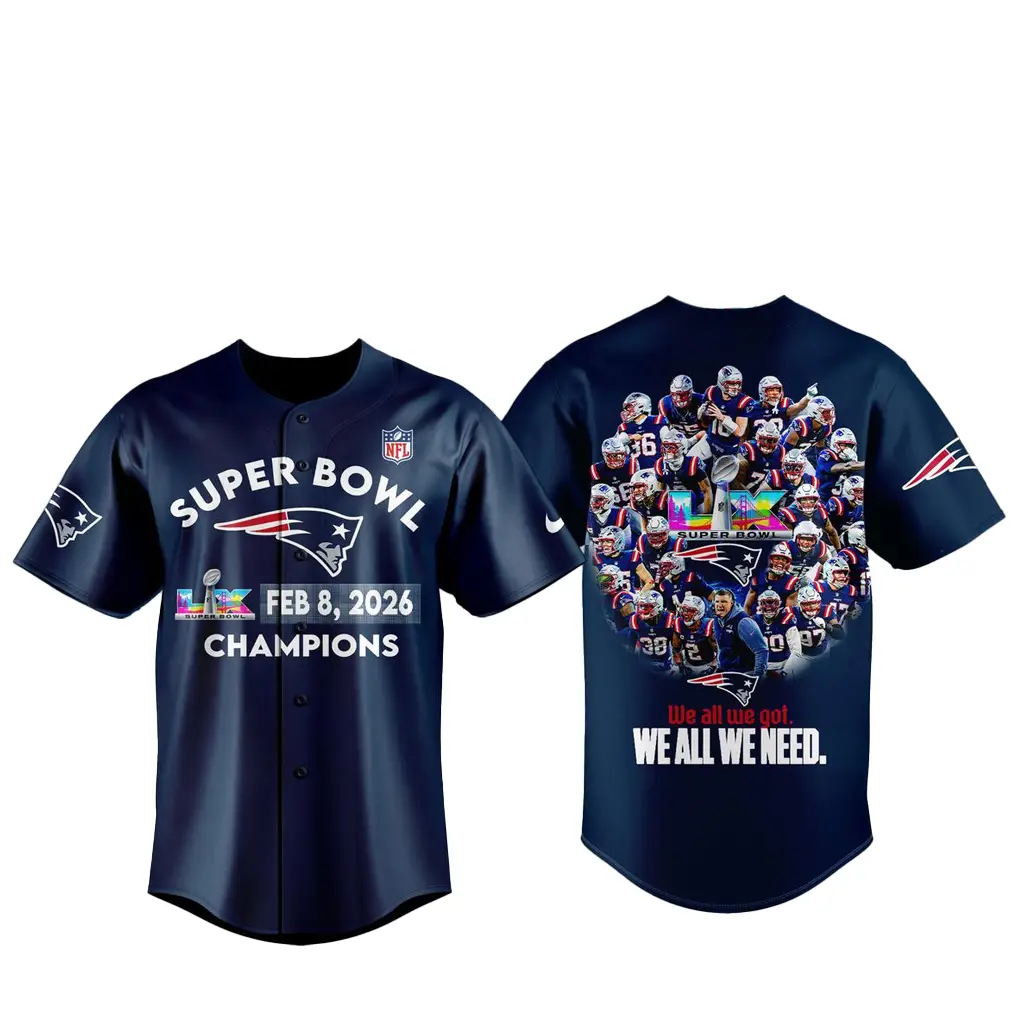 New England Patriots Super Bowl LX Champions 2026 Baseball Jersey - Tazila
