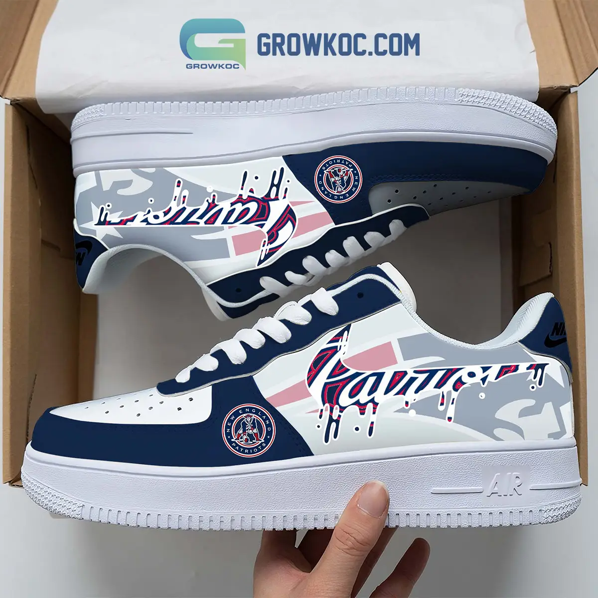 New England Patriots Team Logo Fan Air Force 1 Shoes New England Patriots Team Logo Fan Air Force 1 Shoes - Image 1