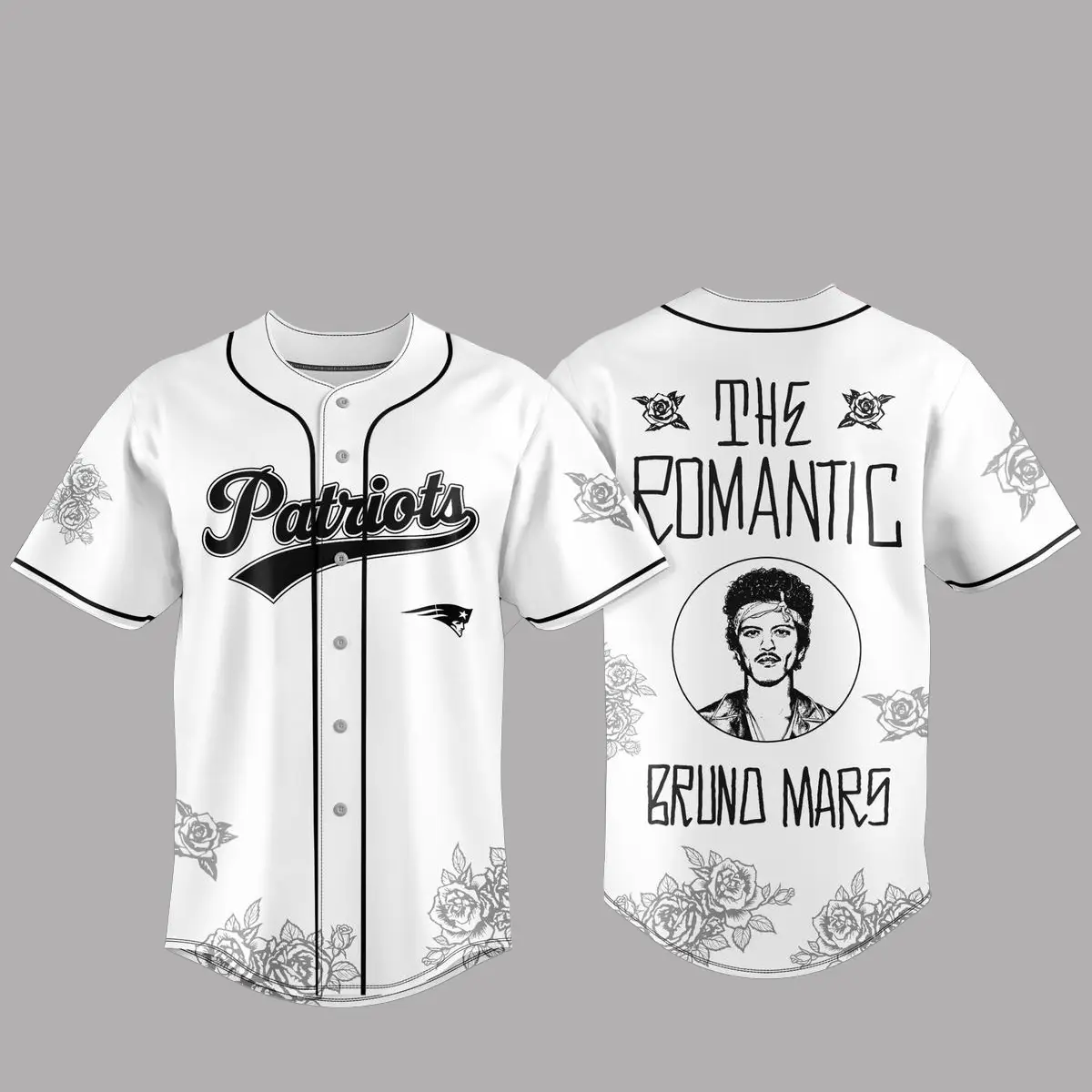 New England Patriots x Bruno Mars The Romantic Tour Baseball Jersey - Tazila