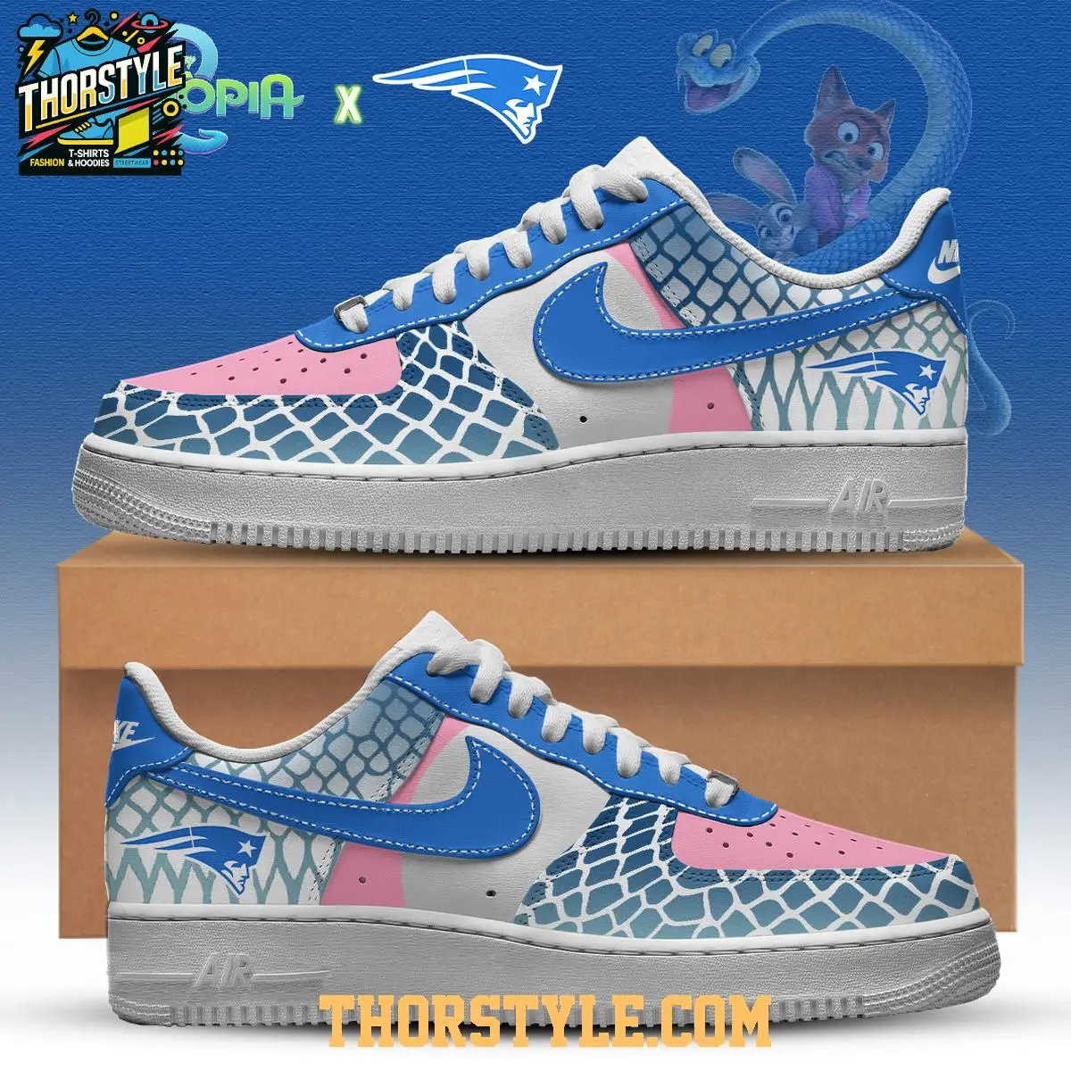 New England Patriots Zootopia 2 Gary De'Snake 2025 Personalized Air Force 1 Shoes